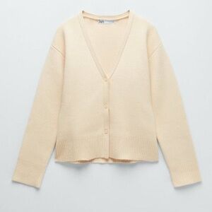 Zara Women's Cream Cardigan Sweater